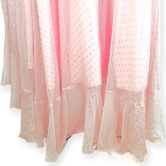 Mac Duggal Chiffon Embellished Sequin Asymmetric Ruffle Long Dress Pink 10 NWT - Picture 10 of 16